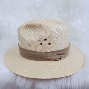 VTG Dorfman Pacific Fedora Straw Hat Cream Color